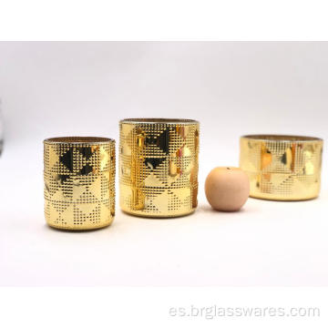 Nuevo tarro de cristal del oro de la electrochapa del diseño para la vela